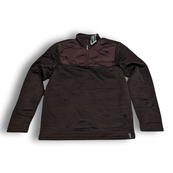 Perry Ellis Men’s Quarter-Zip Pullover Shirt Size M – Brown Ribbed Knit - Picture 1 of 4